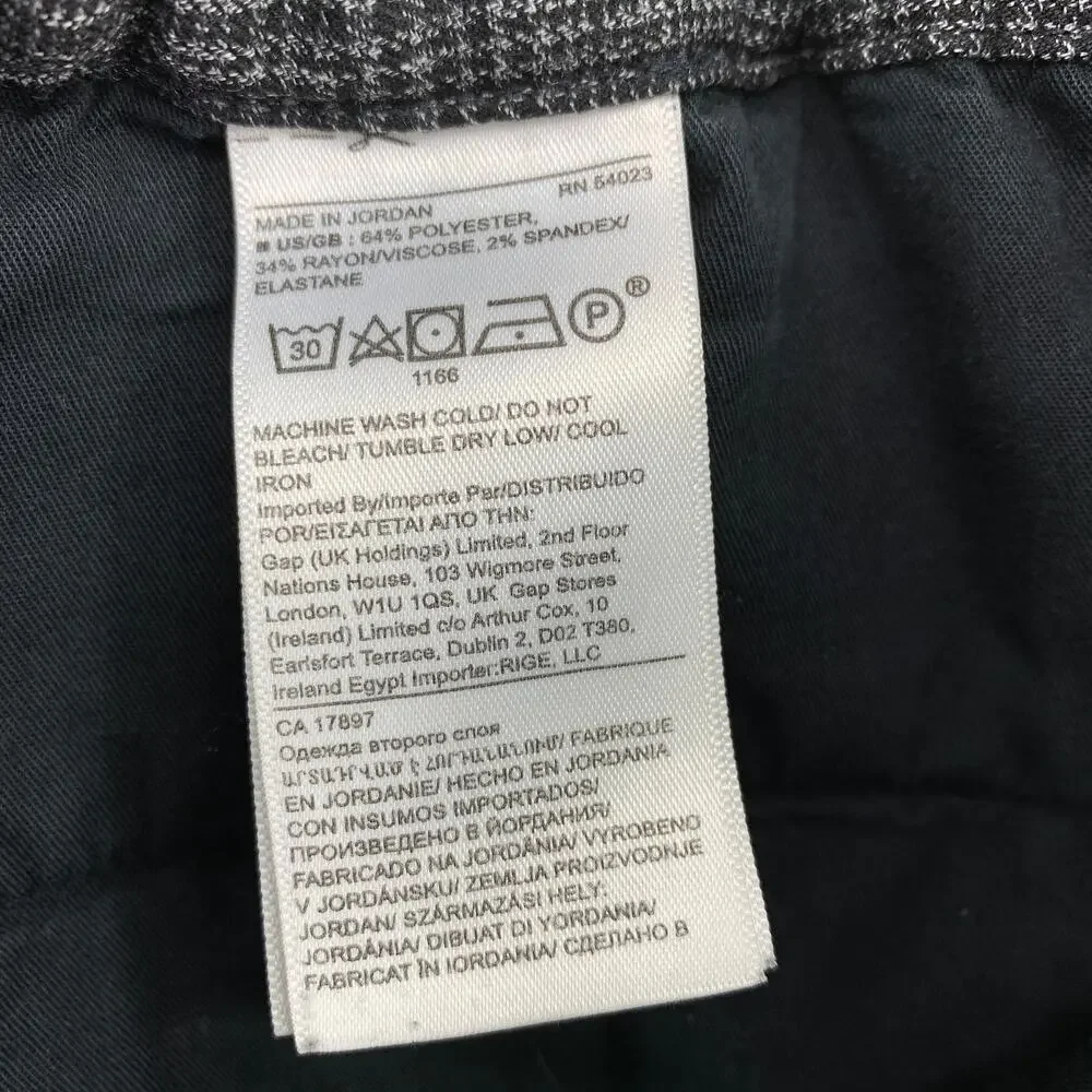 Banana Republic Slim Fit Trouser Pants Mens Size 33R Gray Black Plaid Drawstring